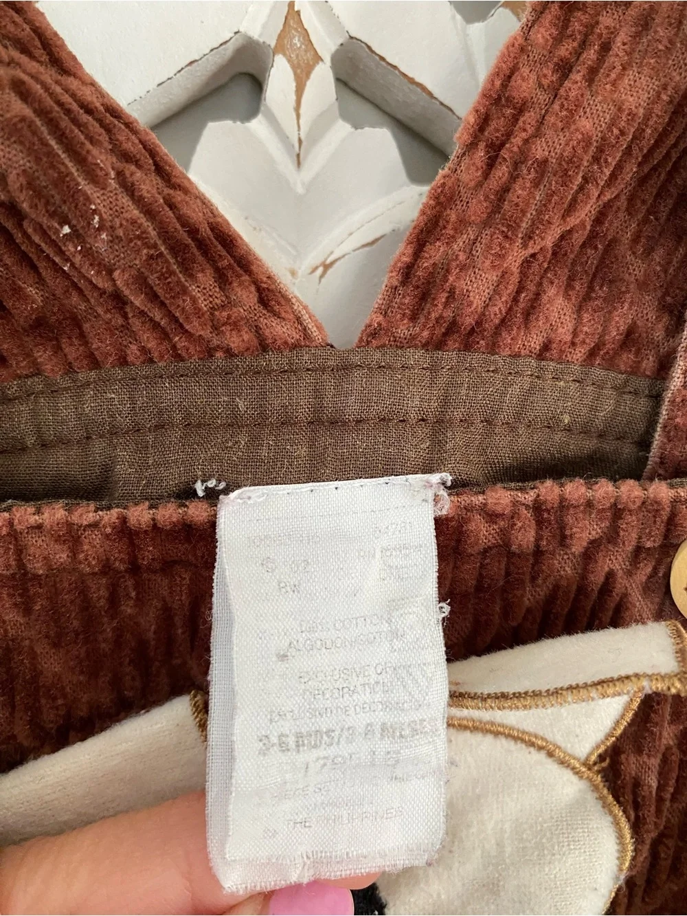 Vintage Baby 3-6 Months Brown Corduroy Western Cowboy Horse Overalls VTG